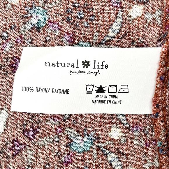 Natural Life Autumn Brown Floral Crinkle Texture Button-Up Shirt - Picture 8 of 8